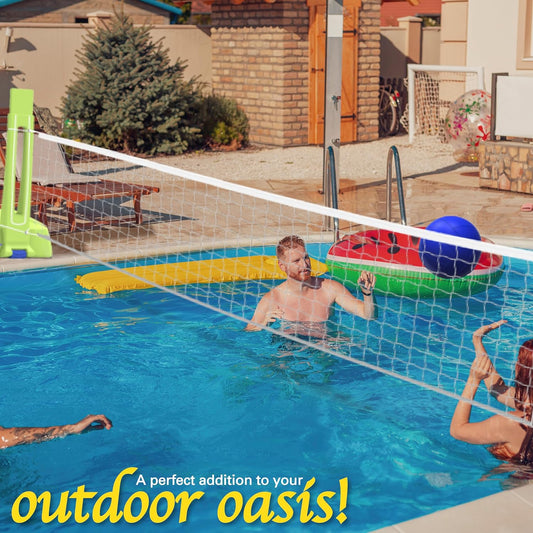 Outdoor Recreation Poolside Portable Basketball Hoop and Volleyball Combo
