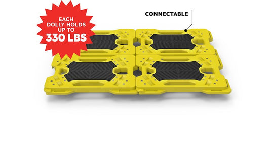 Connectable Moving Dollies x4 | 330 lbs Capacity per Dolly - BV Certified| Anti-Slip Surface | Made of Heavy-Duty Polypropylene & Thermoplastic | Non-Marking 3” Swivel Casters (4-Pack)