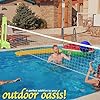 Outdoor Recreation Poolside Portable Basketball Hoop and Volleyball Combo