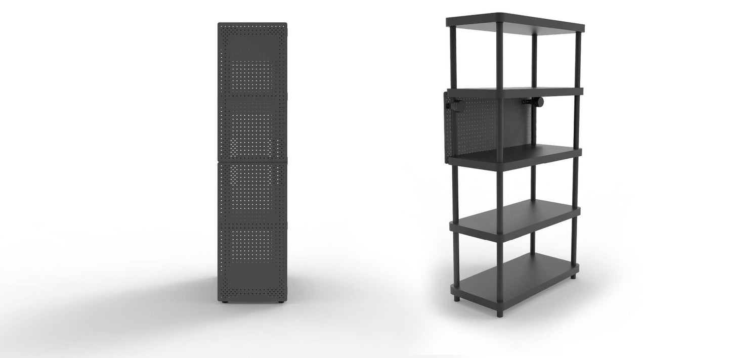 RAMTUFF Universal PegBoard Kit for Plastic Shelving- Garage Storage Organizer with 14 Pegboard Accessories - Easy to Install