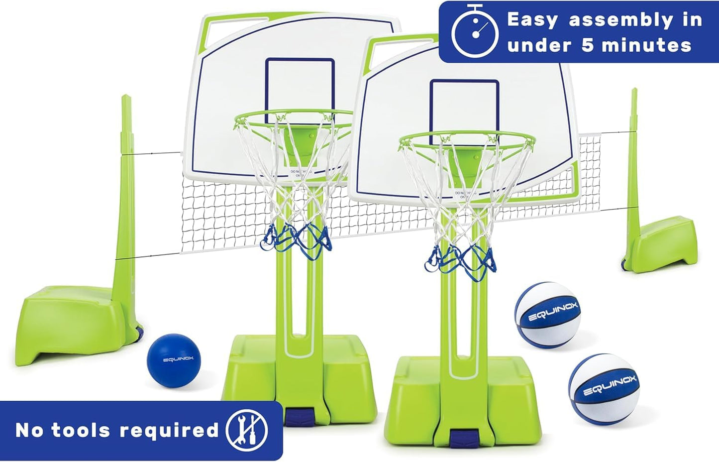 Equinox Pool Basketball Hoop with Ball – Outdoor Indoor Portable Water Net, Easy Assembly, No Tools Required