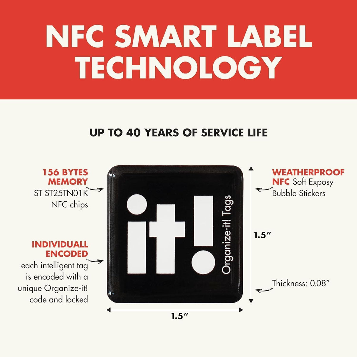 NFC Code Smart Labels | Scannable Weatherproof Tags for Storage Bins & Containers | AI-Powered Item Recognition | Free App for iOS/Android with Unlimited Cloud Sharing Familly Sharing (8)