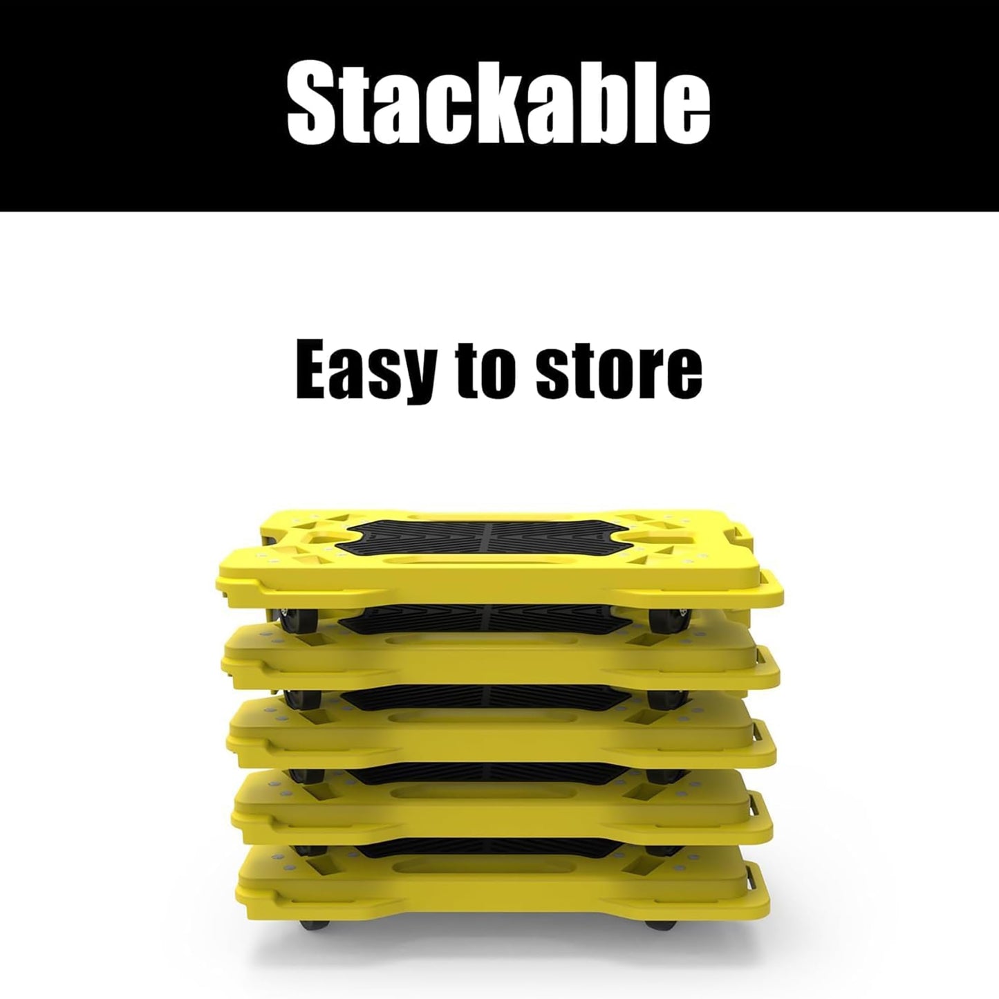 Connectable Moving Dolly (4-Pack) 330 lbs Capacity per Dolly - BV Certified | Anti-Slip Surface | Made of Heavy-Duty Polypropylene & Thermoplastic | Non-Marking 3” Swivel Casters