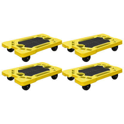 Connectable Moving Dolly (4-Pack) 330 lbs Capacity per Dolly - BV Certified | Anti-Slip Surface | Made of Heavy-Duty Polypropylene & Thermoplastic | Non-Marking 3” Swivel Casters