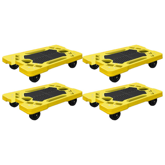 Connectable Moving Dolly (4-Pack) 330 lbs Capacity per Dolly - BV Certified | Anti-Slip Surface | Made of Heavy-Duty Polypropylene & Thermoplastic | Non-Marking 3” Swivel Casters