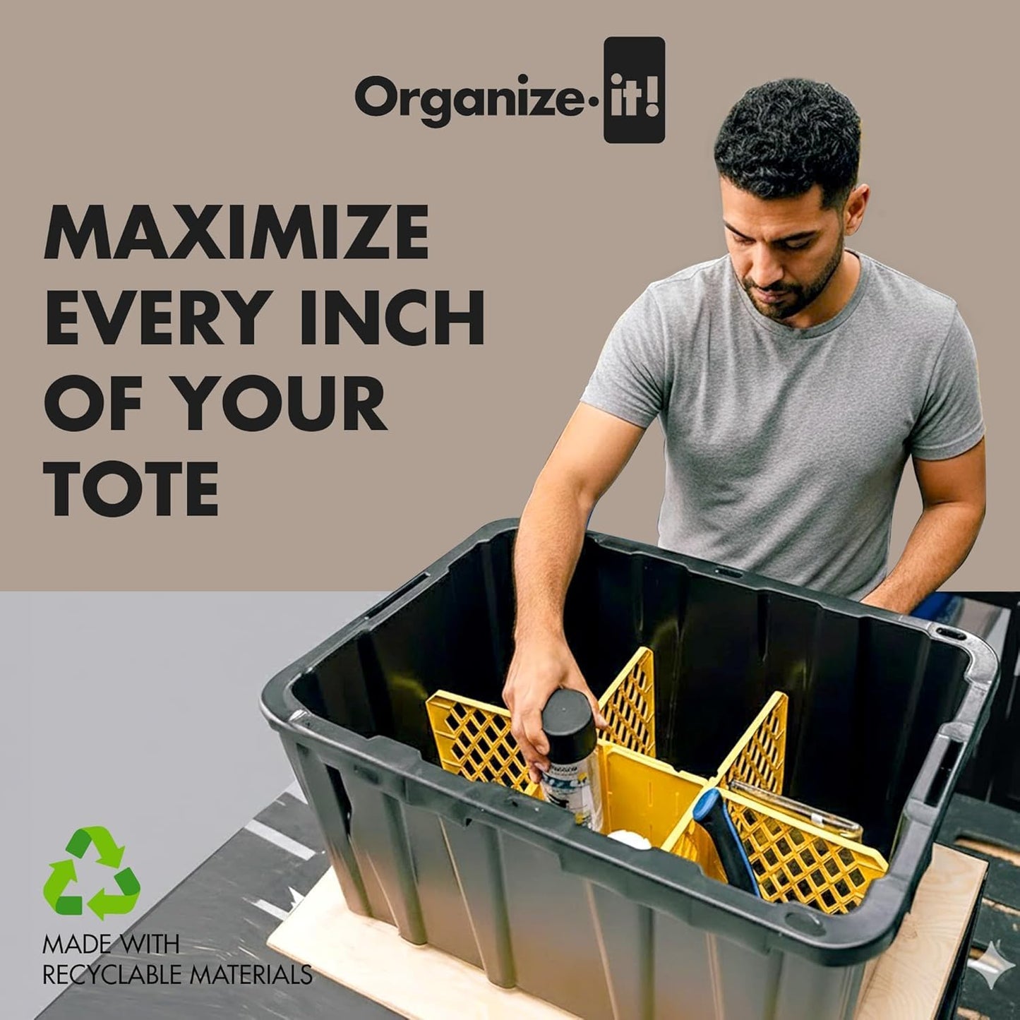 Universal Divider 27-gal. Tough Storage Tote, 6-slot Strong Box Divider for Storage Containers, 2 Customizable Lengths, Stationery Organizer for Large Tools/Seasonal Items, Easy to Attach (Pack of 8)