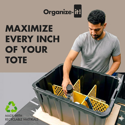 Universal Divider 27-gal. Tough Storage Tote, 6-slot Strong Box Divider for Storage Containers, 2 Customizable Lengths, Stationery Organizer for Large Tools/Seasonal Items, Easy to Attach (Pack of 8)