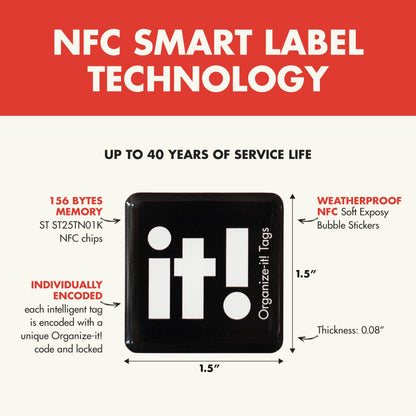 NFC Code Smart Labels | Scannable Weatherproof Tags for Storage Bins & Containers | AI-Powered Item Recognition | Free App for iOS/Android with Unlimited Cloud Sharing Familly Sharing (8)