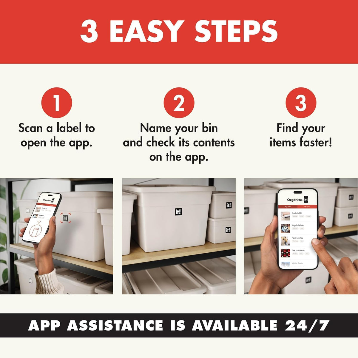 NFC Code Smart Labels | Scannable Weatherproof Tags for Storage Bins & Containers | AI-Powered Item Recognition | Free App for iOS/Android with Unlimited Cloud Sharing Familly Sharing (8)