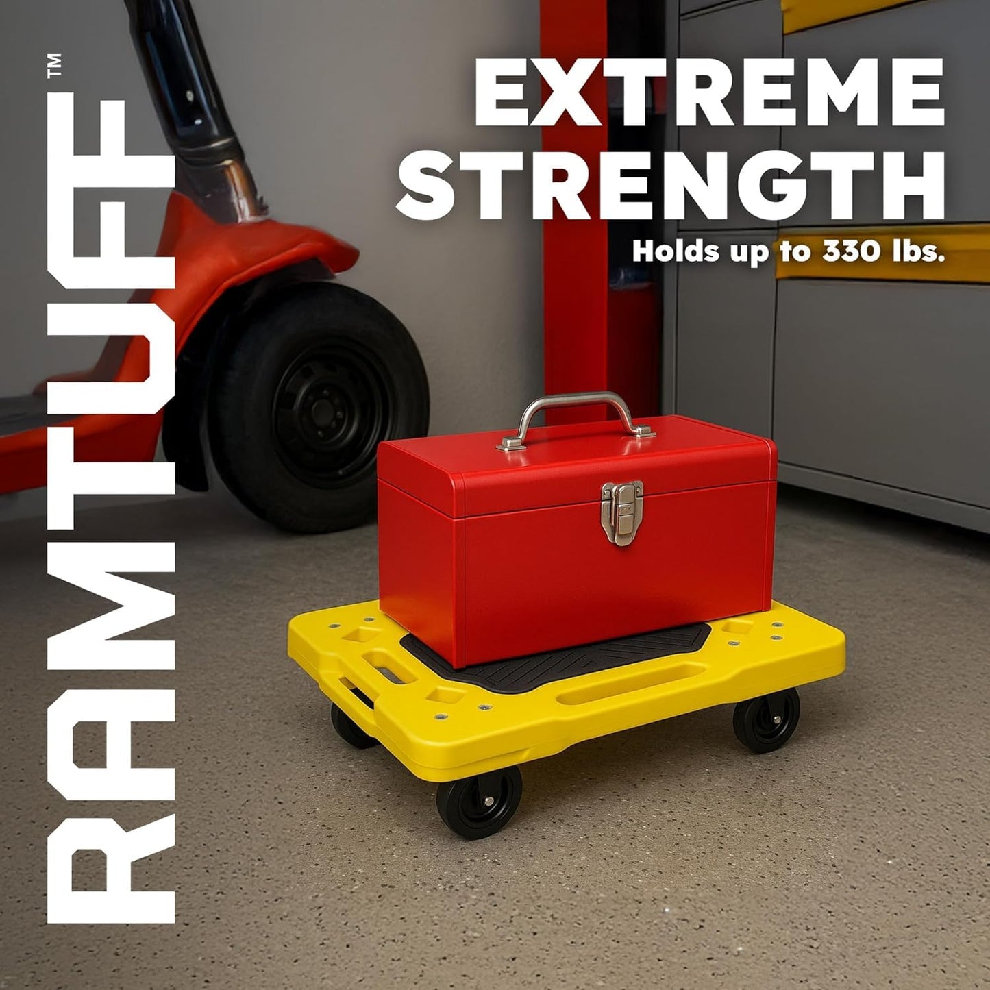 Connectable Moving Dolly (4-Pack) 330 lbs Capacity per Dolly - BV Certified | Anti-Slip Surface | Made of Heavy-Duty Polypropylene & Thermoplastic | Non-Marking 3” Swivel Casters