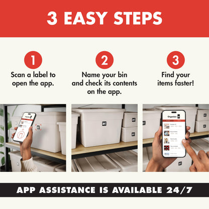NFC Code Smart Labels | Scannable Weatherproof Tags for Storage Bins & Containers | AI-Powered Item Recognition | Free App for iOS/Android with Unlimited Cloud Sharing Familly Sharing (8)