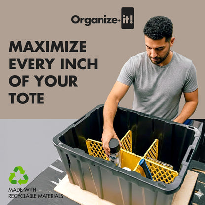 Universal Divider 27-gal. Tough Storage Tote, 6-slot Strong Box Divider for Storage Containers, 2 Customizable Lengths, Stationery Organizer for Large Tools/Seasonal Items, Easy to Attach (Pack of 8)
