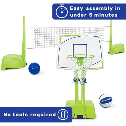 Equinox Pool Basketball Hoop with Ball – Outdoor Indoor Portable Water Net, Easy Assembly, No Tools Required