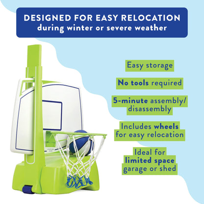 Equinox Pool Basketball Hoop with Ball – Outdoor Indoor Portable Water Net, Easy Assembly, No Tools Required