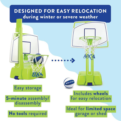 Equinox Pool Basketball Hoop with Ball – Outdoor Indoor Portable Water Net, Easy Assembly, No Tools Required