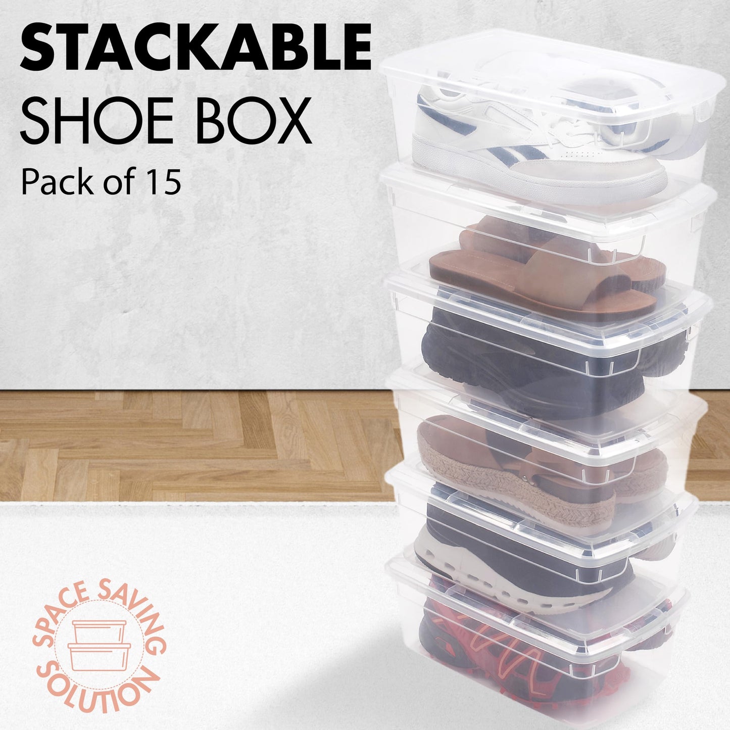 Organize-It!,Pack of 24-6QT Ultra Premium Clear Shoe Box, Modular Storage Box for Shoes, Versatile Organization and Storage Box with Clear Base and Lid, 12.9" L X 7.9" W X 4.7" H