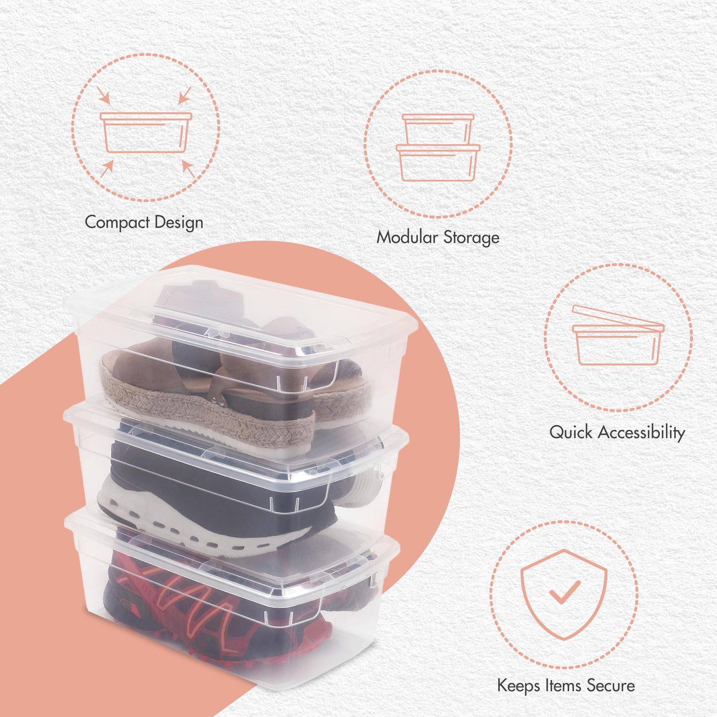 Organize-It!,Pack of 24-6QT Ultra Premium Clear Shoe Box, Modular Storage Box for Shoes, Versatile Organization and Storage Box with Clear Base and Lid, 12.9" L X 7.9" W X 4.7" H